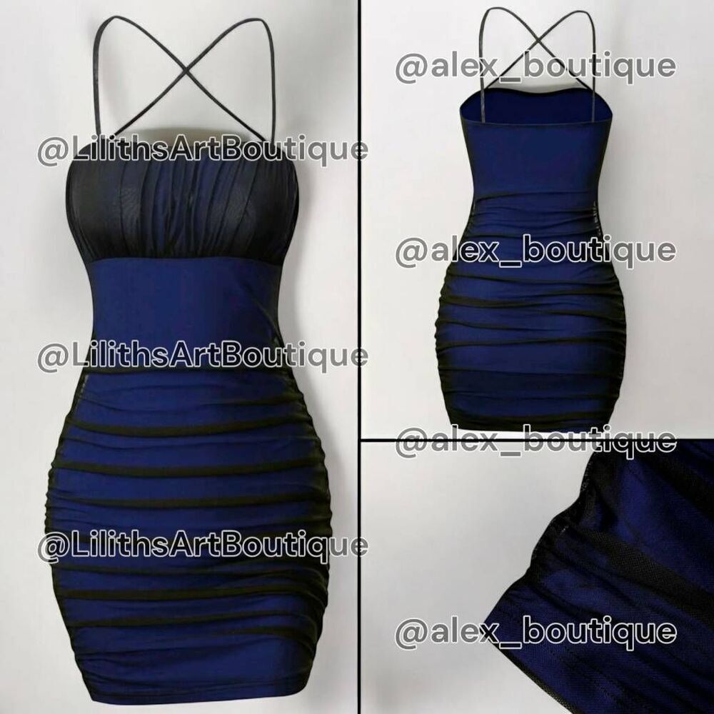 SHEIN Colorblock Mesh Runched Cami Dress(C022)-Size S for Women